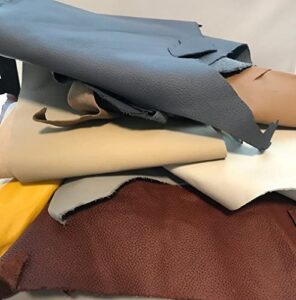 3 lbs full and top grain leather scrap for crafting - upholstery remnants soft and flexible. colors and sizes vary by bag. for making wallets, key chains, journal covers, purses and much more.
