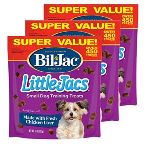 bil-jac little jacs small dog training treats - soft chicken liver dog treats for puppy rewards - real chicken, no fillers, 16oz resealable double zipper pouch (3-pack)