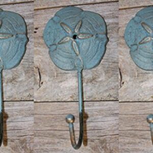 Antique-Look Sand Dollar Bath Towel Hooks Bronze-Look 6 3/4 inch Cast Iron, H-88 Set of 3