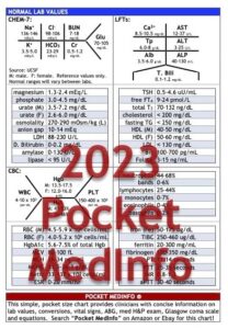 medinfo - pocket medical reference, lab values, history and physical exam (laminated)