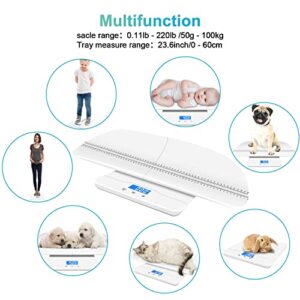 MINDPET-MED Digital Pet Scale, Baby Scale, with 3 Weighing Modes(kg/oz/lb), Max 220 lbs, Capacity with Precision up to ±0.02lbs, White, Suitable for Infant, Puppies, Mom