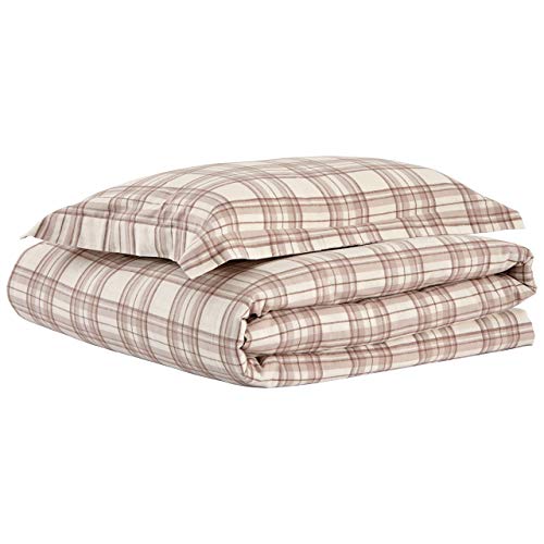 Amazon Brand – Stone & Beam Rustic Plaid Flannel Duvet Cover Set, Twin, Ivory and Cream