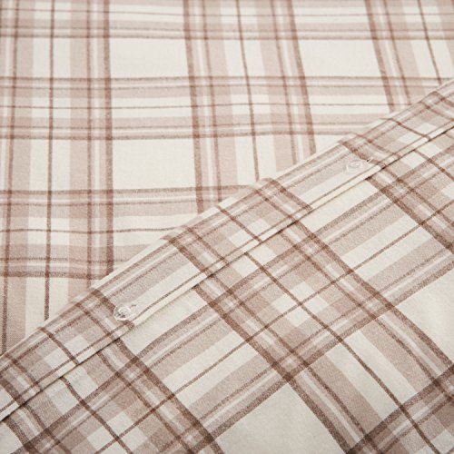 Amazon Brand – Stone & Beam Rustic Plaid Flannel Duvet Cover Set, Twin, Ivory and Cream