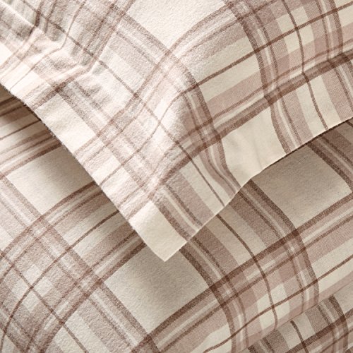 Amazon Brand – Stone & Beam Rustic Plaid Flannel Duvet Cover Set, Twin, Ivory and Cream