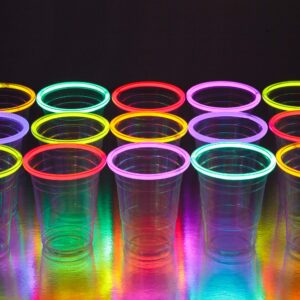 glowing party cups 16 oz light up cups glow stick cup blacklight party glow neon glow in the dark party decorations drink supplies glow party supplies