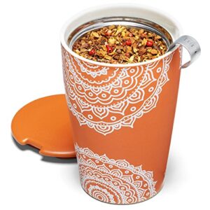 Tea Forte Kati Cup Chakra, Ceramic Tea Infuser Cup with Infuser Basket and Lid for Steeping Loose Leaf Tea