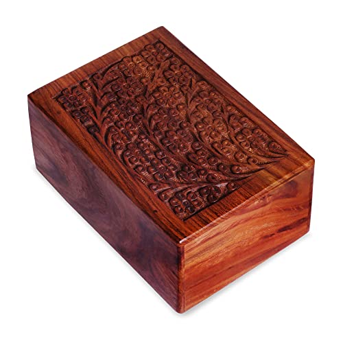 S.B.ARTS Wooden Urn Box for Human Ashes, Cremation Funeral Urns Box, Pet Memorial Urns, Decorative Urn, Cat Infant Adult Urn, Keepsake Burial Ash Box-Extra Small(Style5, 5 X 3 X 2.25 inch)