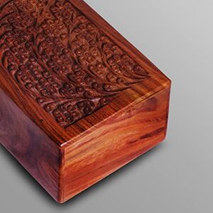 S.B.ARTS Wooden Urn Box for Human Ashes, Cremation Funeral Urns Box, Pet Memorial Urns, Decorative Urn, Cat Infant Adult Urn, Keepsake Burial Ash Box-Extra Small(Style5, 5 X 3 X 2.25 inch)