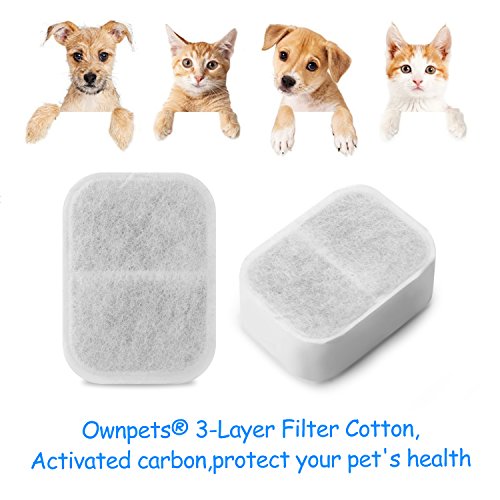 OWNPETS Replacement Cotton Activated Carbon Filters for Cat Dog, Pet Water Drinking Fountain 3 Packs