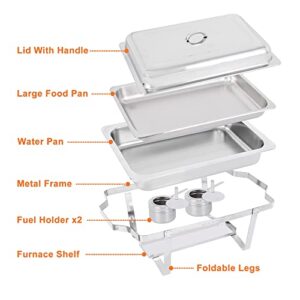 SUPER DEAL Stainless Steel Combo - 2 Round Chafing Dish + 2 Rectangular Chafers