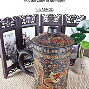 25DOL Chinese Tea Mug with Infuser and Lid 10Oz | Chinese Yixing Purple Clay Coffee Mug | Chinese Mug with Lid | Chinese Dragon Mug | Chinese Tea Infuser Mug | Travel Mug | Retain Heat very well