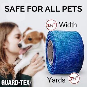 Guard-Tex Blue 1 1/2" Veterinarian Wide Tape - Self-Adhering Breathable Gauze for Non-Slip Grip and Wound Protections - 1 Roll x 7 ½ yds