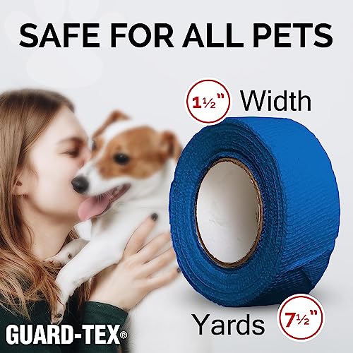 Guard-Tex Blue 1 1/2" Veterinarian Wide Tape - Self-Adhering Breathable Gauze for Non-Slip Grip and Wound Protections - 1 Roll x 7 ½ yds