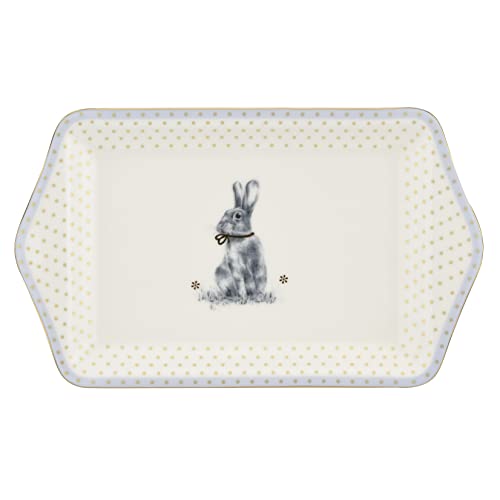 Spode Meadow Lane Dessert Tray | Serving Platter | Dessert, Breakfast, and Appetizer Tray | Party Food Serving Platter | Assorted Bunny Motif | Measures 12-Inches | Made of Porcelain