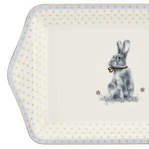 Spode Meadow Lane Dessert Tray | Serving Platter | Dessert, Breakfast, and Appetizer Tray | Party Food Serving Platter | Assorted Bunny Motif | Measures 12-Inches | Made of Porcelain