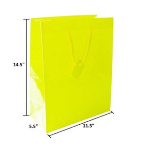 Ifavor123 Assorted Neon Bright Color Gift Bags for Any Occasion - Large (14.5" H x 11.5" L x 5.5" W) - 12 Pack