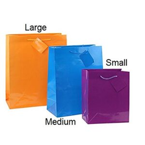 Ifavor123 Assorted Neon Bright Color Gift Bags for Any Occasion - Large (14.5" H x 11.5" L x 5.5" W) - 12 Pack