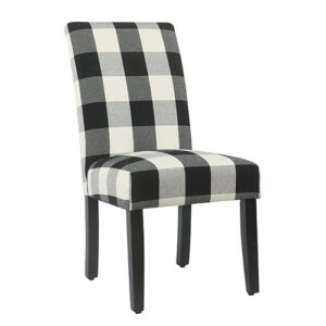 meadow lane black plaid parsons dining chair - set of 2, wood