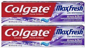 colgate max fresh toothpaste - knockout - with odor neutralizing technology - net wt. 6 oz (170 g) per tube - pack of 2 tubes