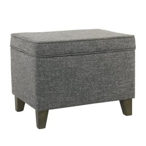 homepop home decor | medium square storage ottoman with hinged lid | ottoman with storage for living room & bedroom, grey