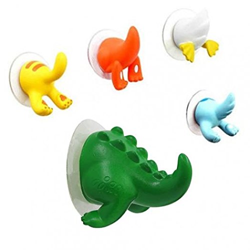 Ameesi Cute Cartoon Animal Tail Sucker Suction Hook Baby Bathroom Towel Hanger Holder - White