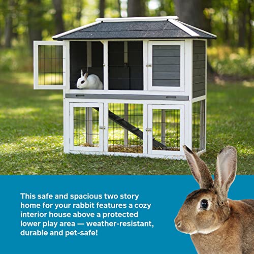 Prevue Pet Products 4601 Duplex Rabbit Hutch, Gray/White