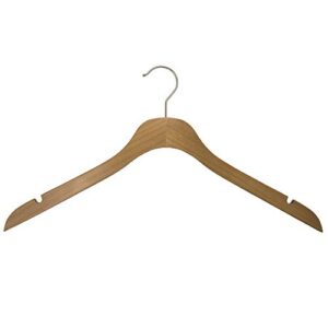 nahanco sl7001720 17" slim line space saving wooden shirt/dress hanger (pack of 20), natural