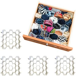 evelots 4 pack dresser drawer organizer-divider-sock-belt-scarf-underwear-112 slots total