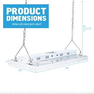 Parmida 2FT LED Linear High Bay Shop Light, 105W, 130LM/W, 0-10V Dimmable, Commercial Industrial Warehouse Area Lighting, 5000K, Hanging Chain Included, UL-Listed & DLC 4.2 Qualified