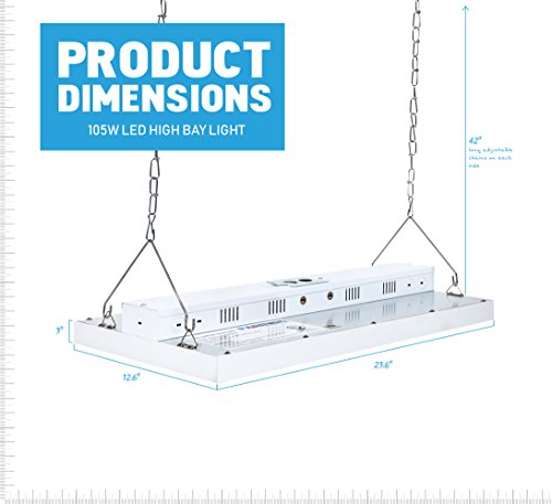 Parmida 2FT LED Linear High Bay Shop Light, 105W, 130LM/W, 0-10V Dimmable, Commercial Industrial Warehouse Area Lighting, 5000K, Hanging Chain Included, UL-Listed & DLC 4.2 Qualified