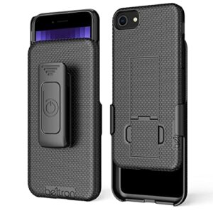 beltron iphone 7/8/se 2020/se 2022 holster case, super slim rubberized grip case & swivel belt clip holster combo with built-in kickstand for for apple iphone se3 2022, se2 2020, 8, 7, 6, 6s (black)