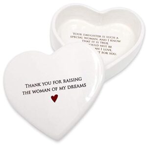 susabella - mother of the bride gift from groom, mom wedding gift or mother's day gift from son in-law - thank you for raising the woman of my dreams - ceramic keepsake heart box