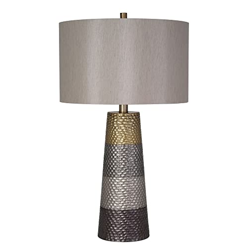 Catalina 20695-001 Modern Hammered Metal Striped Table Lamp, LED Bulb Included, 31.5", Brown