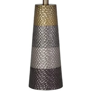 Catalina 20695-001 Modern Hammered Metal Striped Table Lamp, LED Bulb Included, 31.5", Brown