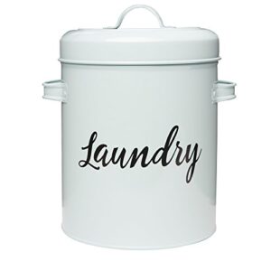 amici home launderette metal canister | laundry detergent storage tin | 104 ounce capacity | farmhouse décor | laundry powder container with handles, mint