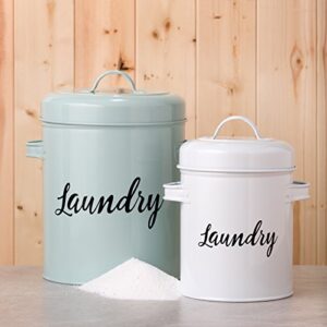 Amici Home Launderette Metal Canister | Laundry Detergent Storage Tin | 104 Ounce Capacity | Farmhouse Décor | Laundry Powder Container with Handles, Mint