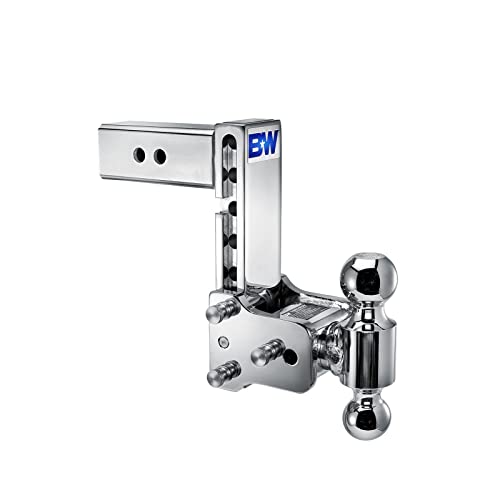 B&W Trailer Hitches Chrome Tow & Stow Adjustable Trailer Hitch Ball Mount - Fits 2.5" Receiver, Dual Ball (2" x 2-5/16"), 7" Drop, 14,500 GTW - TS20040C