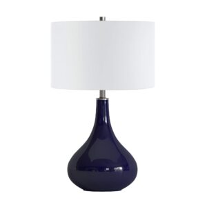 Mirabella 25.5" Tall Table Lamp with Fabric Shade in Ombre Brass Glass/White
