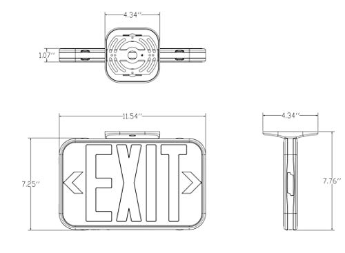 LIT-PaTH LED Emergency EXIT Sign with Double Face and Back Up Batteries- US Standard Red Letter Exit Lighting, UL 924 and CEC Qualified, 120-277 Voltage, 1-Pack