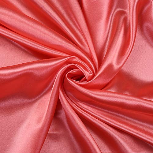 VDS Coral Fabric, 5 Yards Continuous, 45” Wide, Wedding Party Decoration Charmeuse Silky Sateen Bridal Dress DIY Crafts Fashion Scarf Costumes Lining Sewing Backdrop Arch Cloth