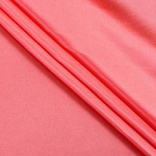 VDS Coral Fabric, 5 Yards Continuous, 45” Wide, Wedding Party Decoration Charmeuse Silky Sateen Bridal Dress DIY Crafts Fashion Scarf Costumes Lining Sewing Backdrop Arch Cloth