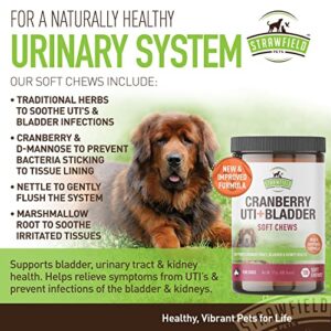 Cranberry Supplement for Dogs -120 Grain Free Dog Treats - Cranberry Chews for Urinary Tract Infection Treatment UTI Relief Bladder Control Support UT Incontinence - D-Mannose, Organic Echinacea, USA