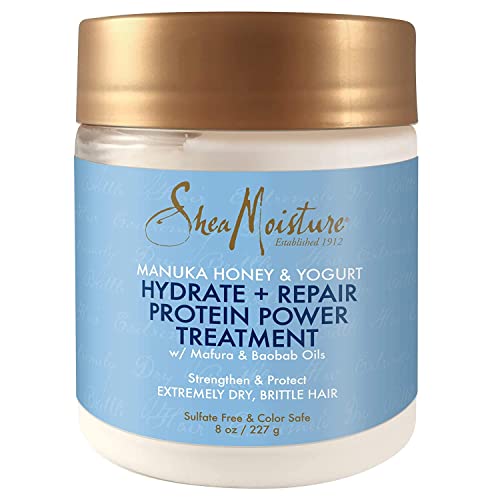 Shea Moisture Manuka Honey & Yogurt Hydrate + Repair Protein Power Treatment, Hair Mask, Deep Conditioner and Hair Treatment, 8 oz