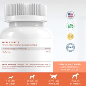 Turmeric for Dogs Anti Inflammatory Pain Relief - 120 Chewable Tablets - Hip & Joint Support Anti Inflammatory for Dogs with Curcumin and BioPerine, Antioxidant, Cardiovascular Health