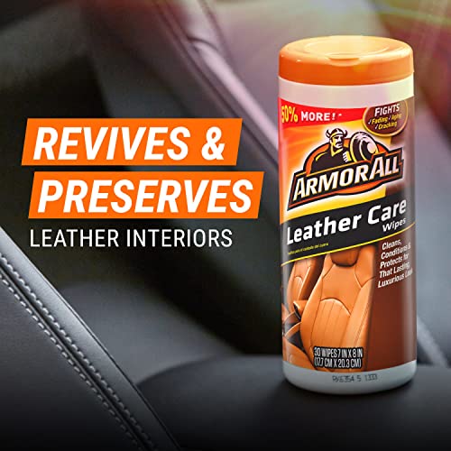 Interior Cleaner Car Leather Wipes by Armor All, For Cleaning Cars, Trucks and Motorcycles, 30 Count