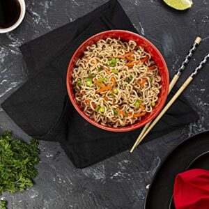 KooK Ceramic Japanese Noodle Bowl Set, Large Capacity, For Ramen, Udon, Soba, Pho and Soup, Microwave and Dishwasher Safe, 34 oz, Set of 4 (Black/Red)