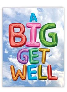 nobleworks - jumbo get well greeting card (8.5 x 11 inch) - beautiful feel better soon, group notecard (not 3d or raised) - inflated messages from us j5651fgwg-us