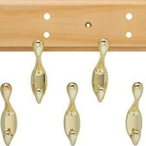 Franklin Brass R33120K-PNB-R Heavy Duty Coat and Hat Hook Rack, 26-1/2 in. Lacquered Pine and Brass