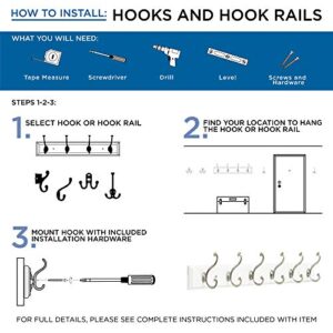 Franklin Brass R33120K-PNB-R Heavy Duty Coat and Hat Hook Rack, 26-1/2 in. Lacquered Pine and Brass