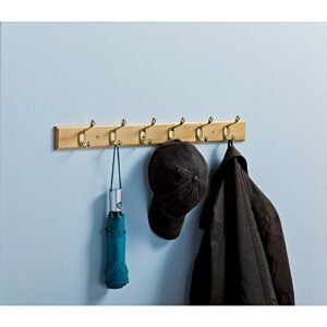 Franklin Brass R33120K-PNB-R Heavy Duty Coat and Hat Hook Rack, 26-1/2 in. Lacquered Pine and Brass